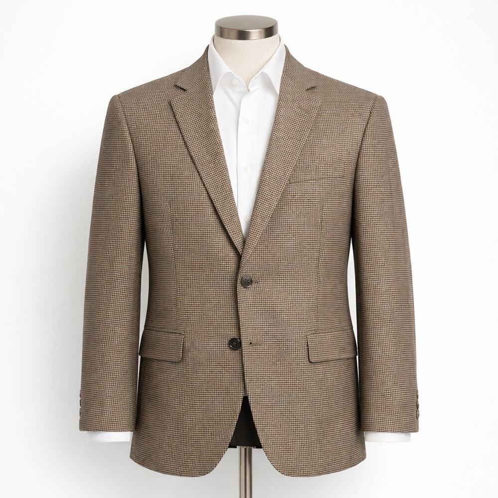 Hart Schaffner & Marx Gold Houndstooth Wool Sport Coat Blazer USA 42R